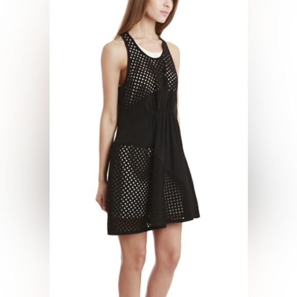 3.1 Phillip Lim Laser Cut Polka Dot Gathered Front Dress Size 2 Black - Picture 10 of 10